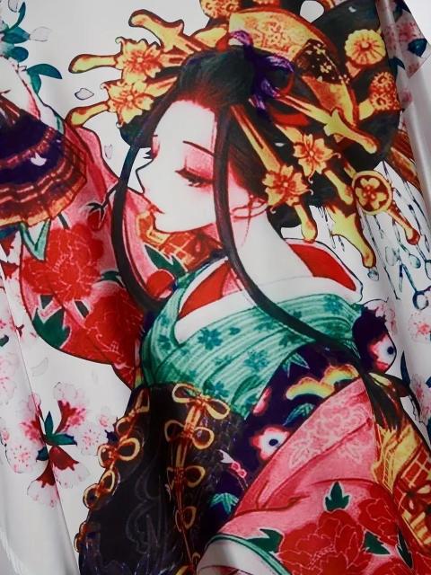 爆ヤス価格1490円★花柄のフロントオープンキモノ、春と秋用のヴィンテージ長袖カバーアップ、レディース服 黒 フリー < 女性ファッション  爆ヤス価格1490円★花柄のフロントオープンキモノ、春と秋用のヴィンテージ長袖カバーアップ、レディース服 黒 フリー < 女性ファッションの