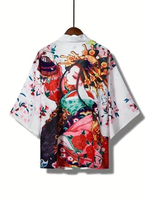 爆ヤス価格1490円★花柄のフロントオープンキモノ、春と秋用のヴィンテージ長袖カバーアップ、レディース服 黒 フリー < 女性ファッション  爆ヤス価格1490円★花柄のフロントオープンキモノ、春と秋用のヴィンテージ長袖カバーアップ、レディース服 黒 フリー < 女性ファッションの