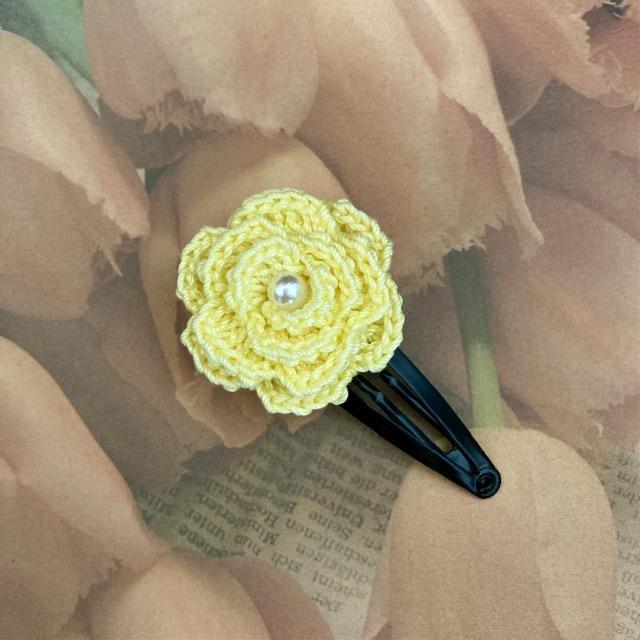 ハンドメイド♪レース編み 薔薇風お花モチーフのヘアピン < 女性ファッション  ハンドメイド♪レース編み 薔薇風お花モチーフのヘアピン  < 女性ファッションの