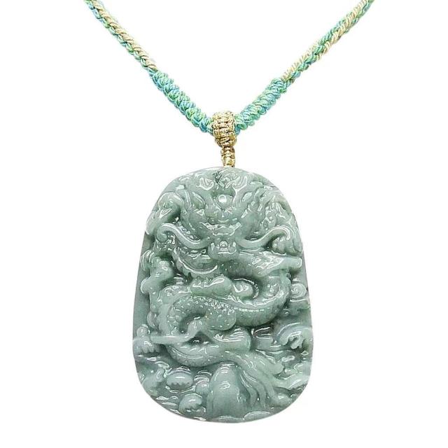 色合い良好ひすい本翡翠昇竜彫りペンダント木綿紐ネックレス龍騰四海 < 女性アクセサリー/時計  色合い良好ひすい本翡翠昇竜彫りペンダント木綿紐ネックレス龍騰四海  < 女性アクセサリー/時計の