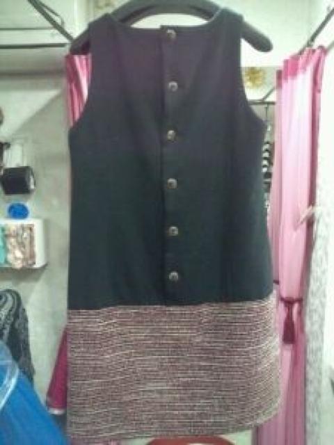 黒ノースリミニワンピースワインラメツイードバイカラーS7〜9号 < 女性ファッション  黒ノースリミニワンピースワインラメツイードバイカラーS7〜9号 < 女性ファッションの