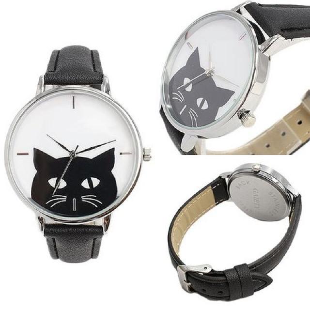 ★黒猫モノトーンシンプルレディース腕時計★LPK < 女性アクセサリー/時計  ★黒猫モノトーンシンプルレディース腕時計★LPK < 女性アクセサリー/時計の