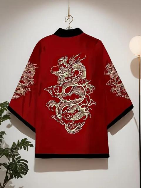 爆ヤス価格1490円★龍が舞い上がる、レトロな漢服に浮世絵のケープ、原宿スタイルの羽織 USAサイズS(日本サイズL相当) < 女性ファッション  爆ヤス価格1490円★龍が舞い上がる、レトロな漢服に浮世絵のケープ、原宿スタイルの羽織 USAサイズS(日本サイズL相当) < 女性ファッションの
