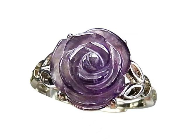 アメジストバラ手彫り指輪リングウサギAAA天然石約12.5号U3-07 < 女性アクセサリー/時計  アメジストバラ手彫り指輪リングウサギAAA天然石約12.5号U3-07  < 女性アクセサリー/時計の