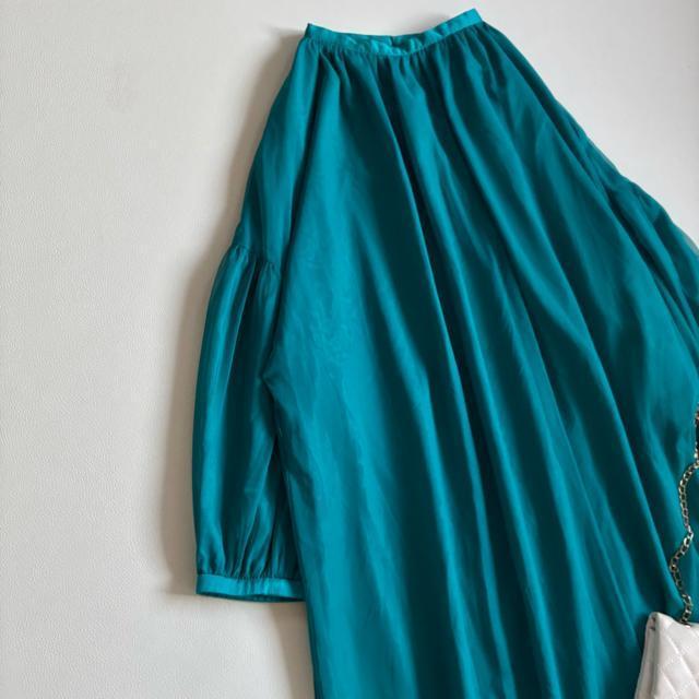 ◆美品◆スコットクラブ Bouchon◆マキシ丈チュールワンピースドレス◆緑 < ブランド ◆美品◆スコットクラブ Bouchon◆マキシ丈チュールワンピースドレス◆緑 < ブランドの