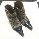 ヴィンテージ シャネル CoCoレザーショートブーツ ベージュ34.5 21.5cm 現状品