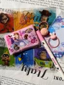 ディズニークリアしおりセット★ペン ヘアゴム カードケース