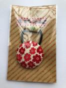 ハンドメイド ヘアゴム 特大 くるみボタン マリメッコ風 花