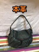 品薄極美品レザー 本革ショルダーバッグ ハンドバッグ ディープブルー収納力ころんとした形癒される通勤路コーチ バッグが好きな方も