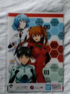 一番くじエヴァンゲリオンJ賞ビジュアルシート☆碇シンジ 綾波レイ 式波アスカラングレー