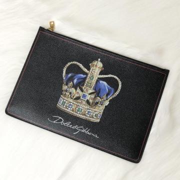 【未使用級 レア】DOLCE&GABBANA ドルチェアンドガッバーナ クラッチバッグ セカンドバッグ クラウン 王冠 黒レザー