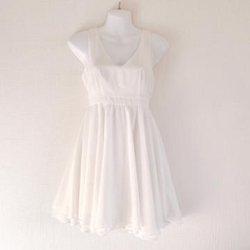 白フレアミニスカートドレスワンピーススライSLYシフォン