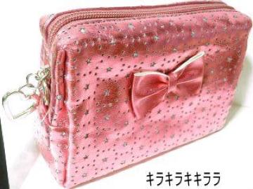 《New》リボン付★スター(星)キラメタ*ポーチ<ピンク>