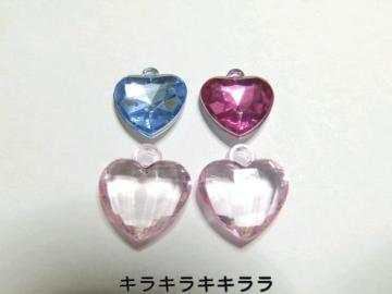 《New》デコパーツ★ぷっくり*キラキラカット・ハートチャーム【3色=4個セット】