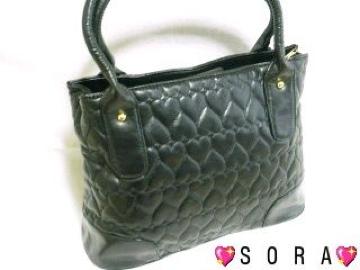 【DIVABBRACCI】可愛い♪ハートキルティングトートバッグ ブラック