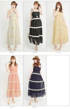 森ガール♪無地シフォンマキシワンピ ネイビー