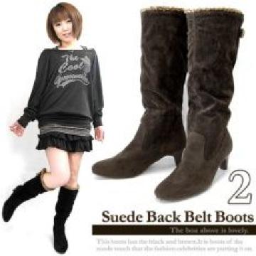 《New》ベルトバックル★Away・美脚*ボア*ロングブーツ<ブラウンM>