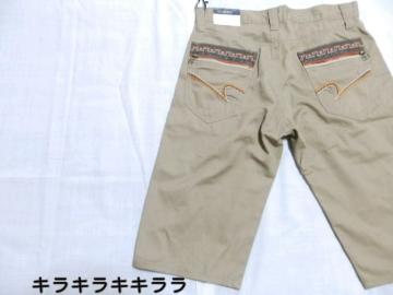 《New》エスニック&ネイティブ★バックジップ刺繍・ツイル*ハーフパンツ<ベージュ・w82>