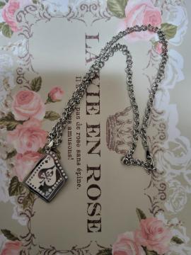 men'sアクセ スカル&スペードのネックレス 白黒2点セット