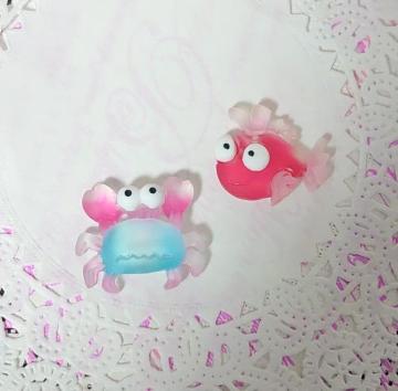 ★ハンドメイド素材★海デコパーツ・魚&カニ