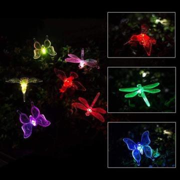 3点セット とんぼ 蝶々 鳥 ガーデンライト 防水ソーラーライト 動物 LEDライト 庭の装飾 野外 ガーデニングライト 芝生