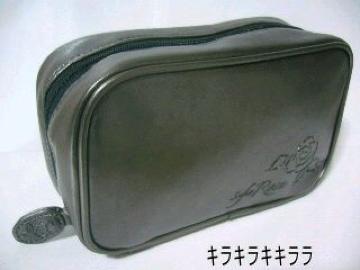 《New》収納抜群★ローズ型押し*ポーチ<グレーブラック>