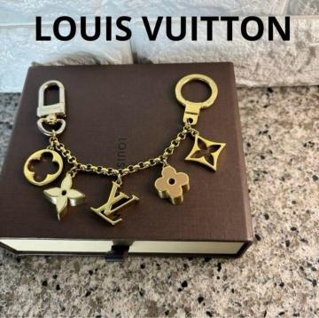 《美品》★ルイ ヴィトン★LOUIS VUITTON バッグチャーム チェーン フルールドゥ. モノグラム M65111 ゴールド