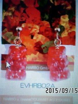 HARIBO・ハリボーベアグミ風チャームイヤリング。レッド