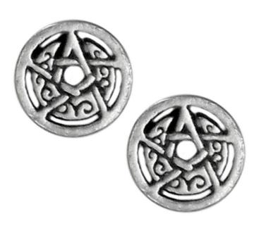 MM: Crescent Moon Pentacle Circle Stud