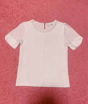 半袖トップス*シフォン袖*パールビーズ