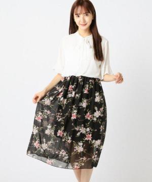 新品☆ミューズ*花柄ドッキングワンピ