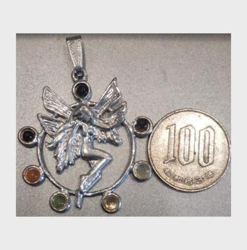 AzureGreen: 7 chakra pendant with Fairy