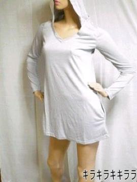 《New》カジュアル★美ライン・シンプル*パーカーワンピ<グレーM>