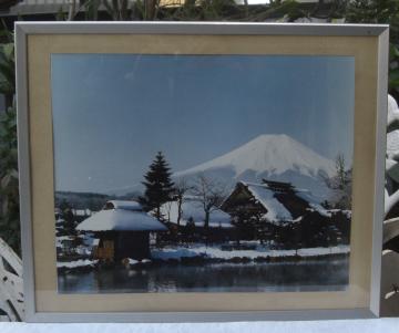 写真パネルステンレス額入り写真「富士山」額入り!中古