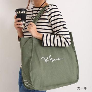 【ロンハーマン/Ron Herman】大人気!!LAセレブ御用達♪刺繍ロゴ入 トートバッグ カーキ