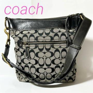 COACH �R�[�` �V�O�l�`���[ �V�����_�[�o�b�O ���|�� �΂߂��� �o�b�O 10403 �L�����o�X ���U�[ �O���[ �u���b�N
