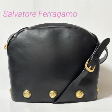 Salvatore Ferragamo �t�F���K�� AN21-4223 �q�[�����`�[�t ���U�[ �V�����_�[ �o�b�O �u���b�N