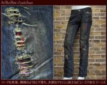 【in the attic】《New》チェック*ダメージデニム<w76>