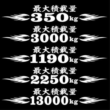 最大積載量ステッカー ファイアー 25センチ 白