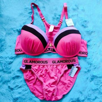 カッコ可愛いぃ。。F80×L。。スポーツテイストブラジャー&ショーツセット。。グラマー大きいサイズピンクスポブラジム着見せブラ
