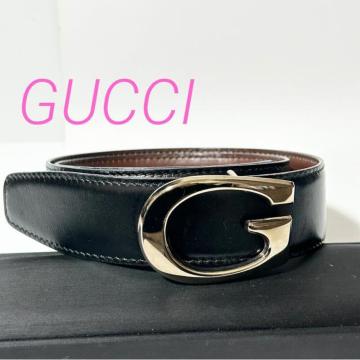 ���i�@GUCCI �O�b�` G�o�b�N�� ���f�B�[�X �x���g ���U�[ 036�E2854�E0956 �u���b�N �S�[���h����