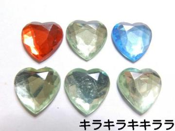 《New》デコパーツ★ハート型*キラキラ・アクリルストーン【3色=6個セット】