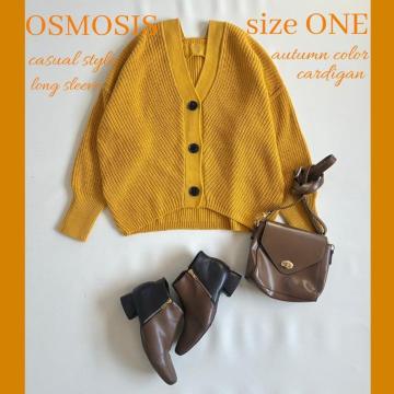 ◆美品◆オズモーシス◆ざっくりローゲージニットカーディガン◆マスタードイエロー