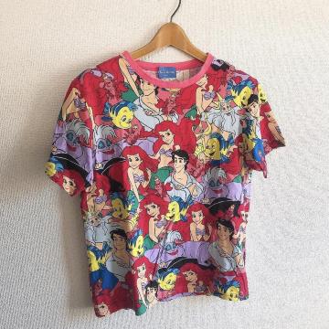 ◆TDL購入◆アリエル総柄Tシャツ★ピンク男女兼用Mサイズ*ディズニー♪リトルマーメイド