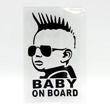 モヒカンベビー カーステッカー ブラック Baby in car カッティングシール Baby On Board 車用ステッカー