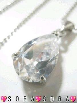 【ティアドロップ】キュービックジルコニアネックレス 巾着袋付