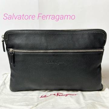Salvatore Ferragamo �t�F���K�� EO-24-9834 ���U�[ �Z�J���h �N���b�` �o�b�O �u���b�N �V���o�[