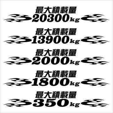 ピンスト 最大積載量ステッカー 25センチ 黒 a