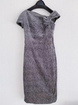 DSQUARED2ディースクエアード黒白グレーチェックリボンオフショルダーワンショルダータイトドレスワンピースブラックホワイト