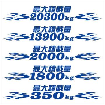 ピンスト 最大積載量ステッカー 25センチ 青 a